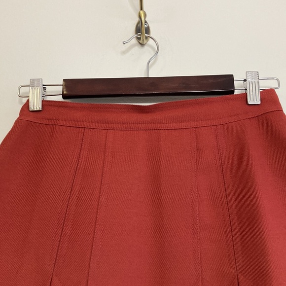 Vintage Skirt Womens Small Brick Red Wool Pleated Mini A Line Made in France - Picture 3 of 11